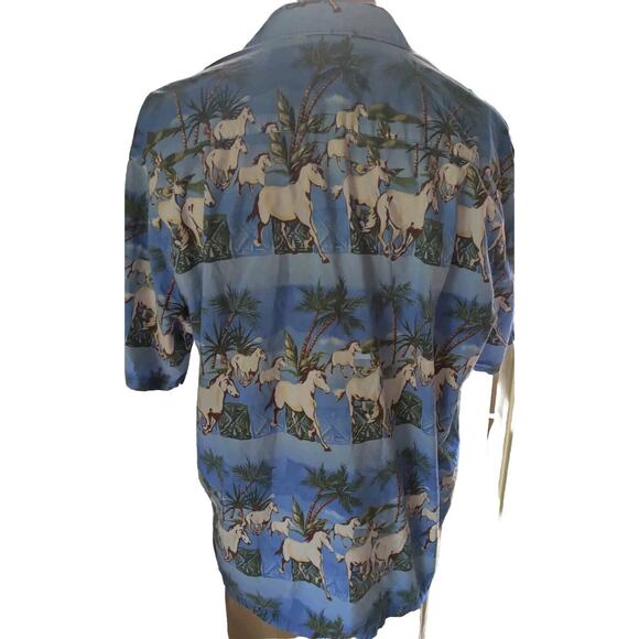 Vintage Roper Button Up Shirt w All Over Print Of Horses And Palm Trees Size XL - Picture 3 of 5